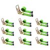 Tie 4 Safe Heavy Duty 4" x 30' Ratchet Tie Down Strap Flat Hook for Farm Trailer Truck Green, 10PK RT21R-1530-M12N-GR-10